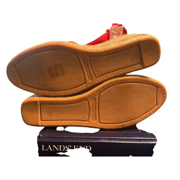 NIB Lands End Espadrille  Wedge Slide Tropical Pink Print Sz 6.5 Resortwear - Picture 7 of 7